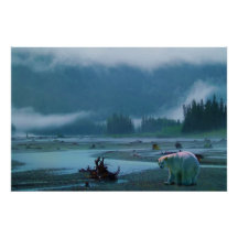 Sällsynt Kermode Bear (Spirit Bear) och Misty Rive