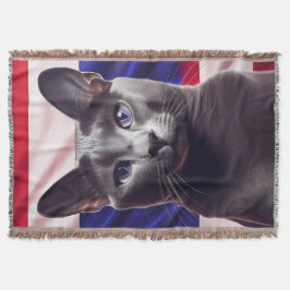 Sällsynt Koratkatt framför Thailand-Flagga Filt