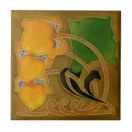 Sällsynt Marsden c1900 Blommigt Art nouveau Repro Kakelplatta