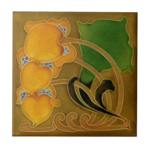 Sällsynt Marsden c1900 Blommigt Art nouveau Repro Kakelplatta