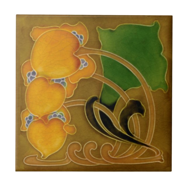 Sällsynt Marsden c1900 Blommigt Art nouveau Repro Kakelplatta (Framsidan)