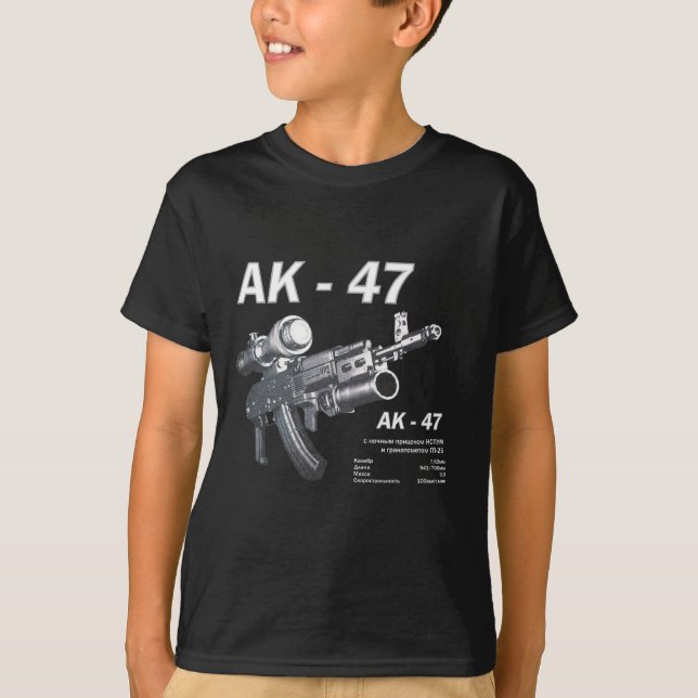 SÄLLSYNT MILITÄR FÖR VAPEN FÖR AK-47 RYSK T-SHIRT (Framsida)