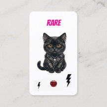 Sällsynt Punk Cat-Collector Card-Black Rebel