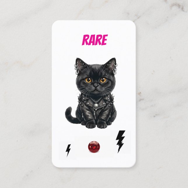 Sällsynt Punk Cat-Collector Card-Black Rebel Lojalitetskort (Framsida)