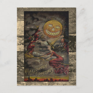 Sällsynt rolig illustration av gammal Halloween Vykort