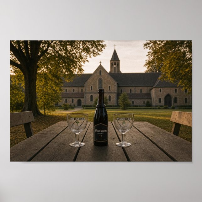 Sällsynt scenaffisch för belgiskt klosterklosteröl poster (Framsidan)