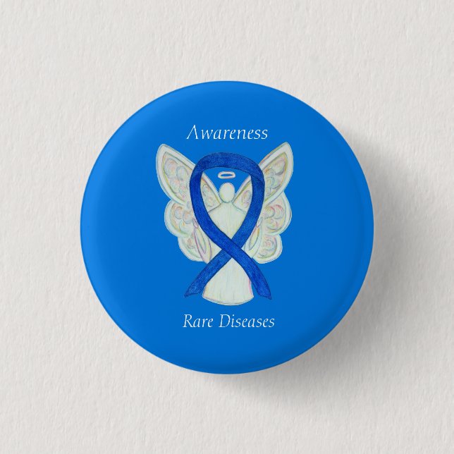 Sällsynt Sjukdomar Denim Awareness Angel Ribbon Pi Knapp (Framsida)