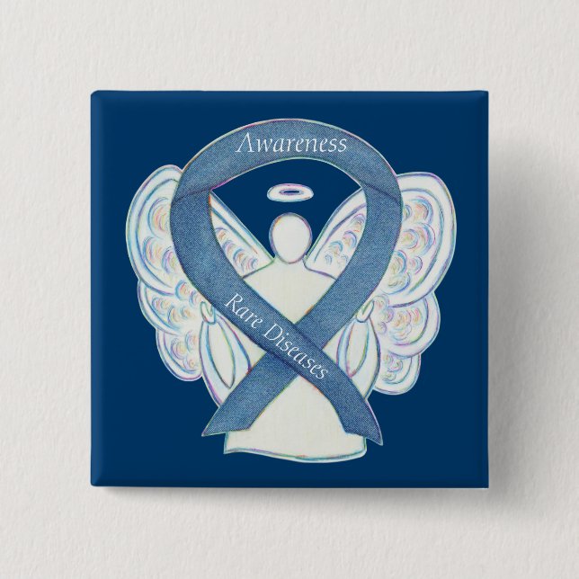 Sällsynt Sjukdomar Denim Awareness Angel Ribbon Pi Knapp (Framsida)
