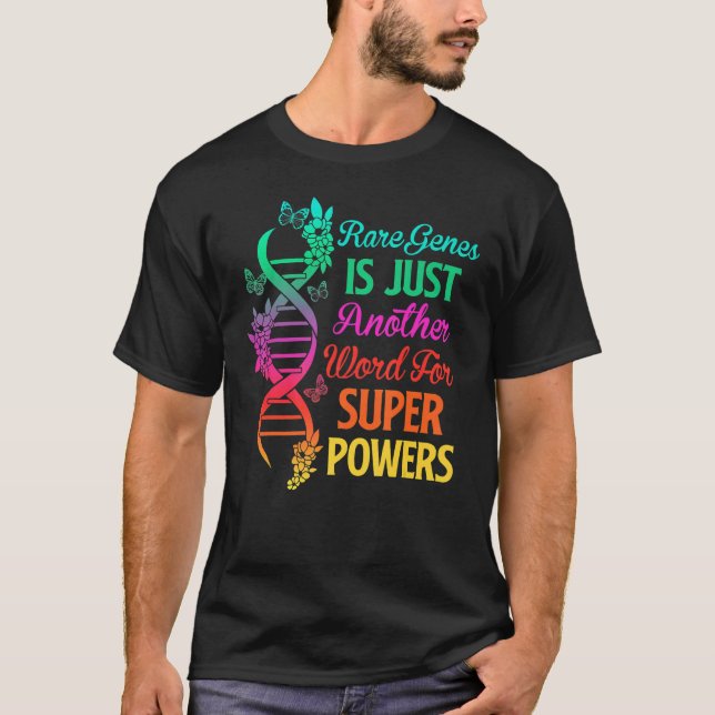 Sällsynt Sjukdomsdag Medvetenhet Zebra Ribbon Dna  T Shirt (Framsida)