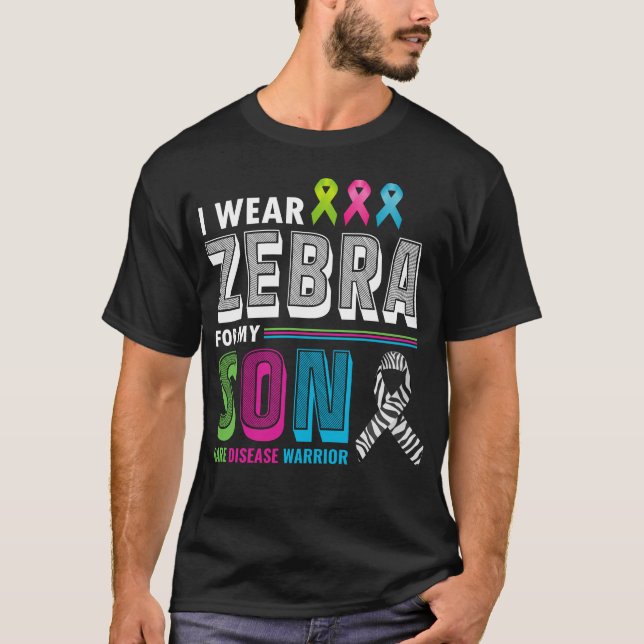 Sällsynt Sjukdomsdag Zebra Ribbon Fighter T Shirt (Framsida)