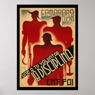 Sällsynt Spanska civila Krig-propaganda - Discipli Poster