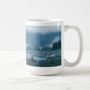 Sällsynt Spirit Bear och Misty BC River Kaffemugg