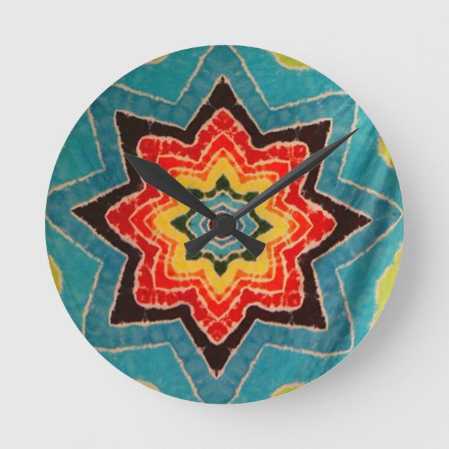 Sällsynt Star Tie Dye PhatDyes Clock Rund Klocka (Framsida)