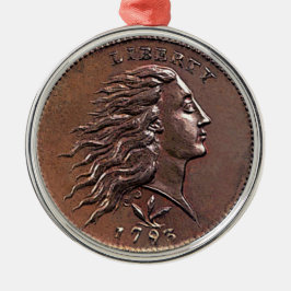 Sällsynt Tidigt American Penny Julgransprydnad Metall