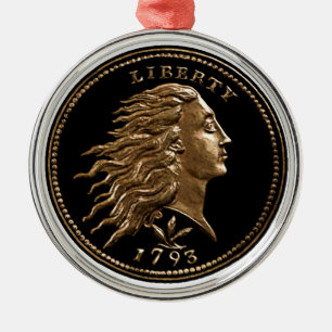Sällsynt Tidigt American Penny Metall Ornament