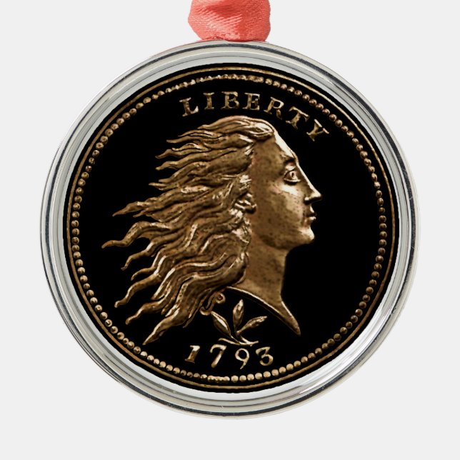 Sällsynt Tidigt American Penny Metall Ornament (Framsidan)