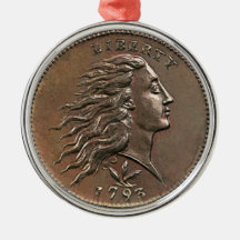 Sällsynt Tidigt American Penny Metall Ornament