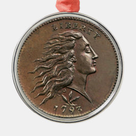 Sällsynt Tidigt American Penny Metall Ornament