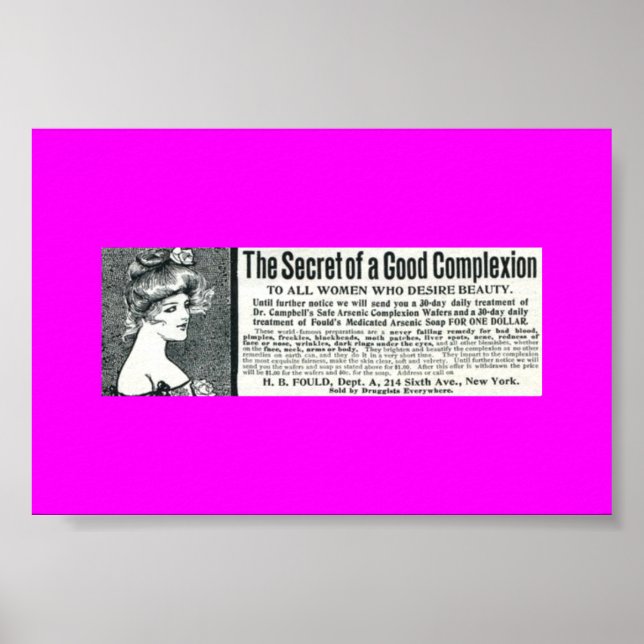 Sällsynt Vintage annons ARSENIC SOAP, Women's Toil Poster (Framsidan)