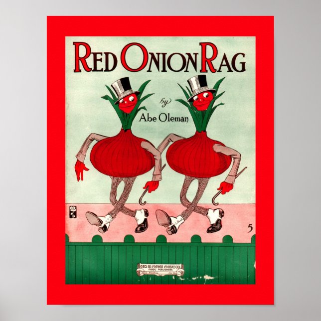 Sällsynt Vintage Music Cover Copy RED ONION RAG Poster (Framsidan)