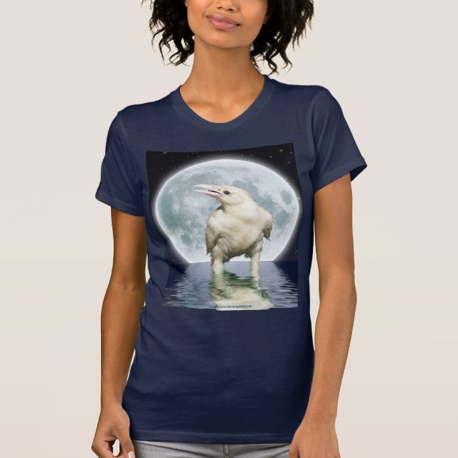 Sällsynt White Raven & Måne II Art T-shirt (Framsida)