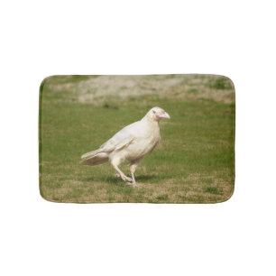 Sällsynt White (Spirit) Raven och Grass Bath Mat Badrumsmatta