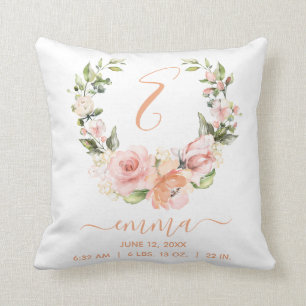 Sällsynta födelsetal Peach Coral Ro Blommigt Utand Kudde