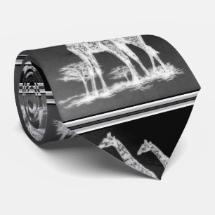 Sällsynta Retro afrikanska giraff i svart/vit Slips