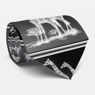 Sällsynta Retro afrikanska giraff i svart/vit Slips