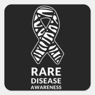 Sällsyntet för medvetandegörande av Zebra Ribbon D Fyrkantigt Klistermärke