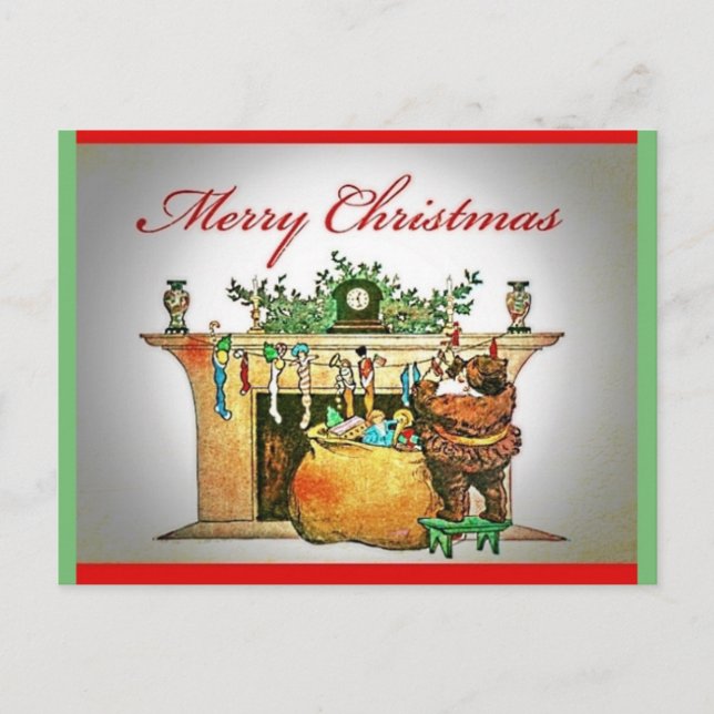 Sällsyntet Santa Dror allt i Brown Päls vykort (Framsida)