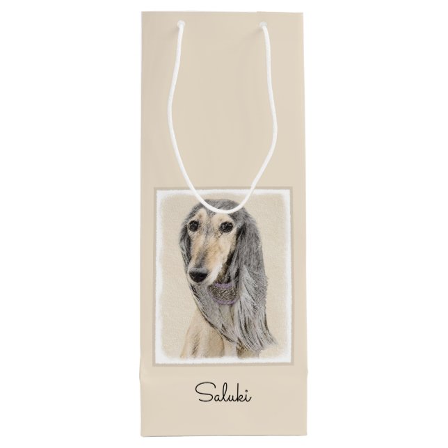 Salluki-målning (Fawn) - Cute Original Hund Art (Baksidan)