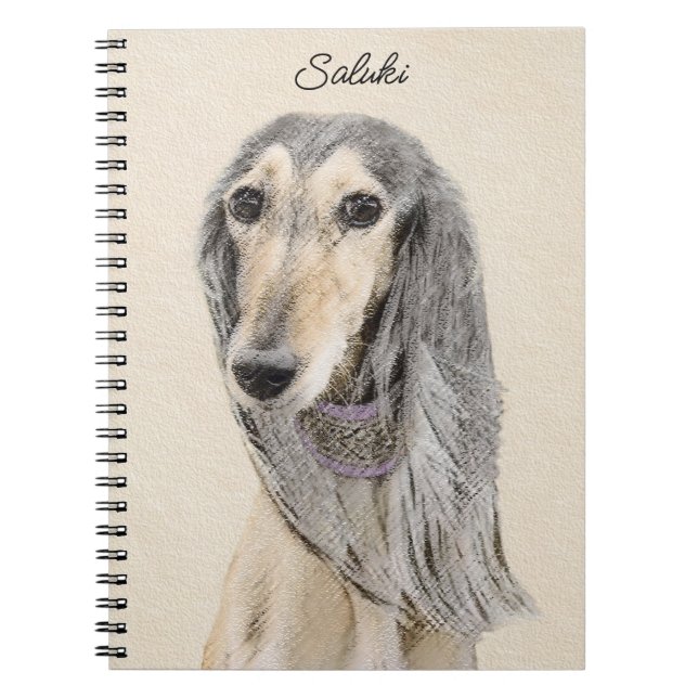Salluki-målning (Fawn) - Cute Original Hund Art Anteckningsbok (Framsidan)