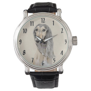 Salluki-målning (Fawn) - Cute Original Hund Art Armbandsur