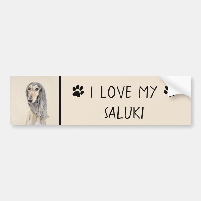 Salluki-målning (Fawn) - Cute Original Hund Art Bildekal (Framsidan)