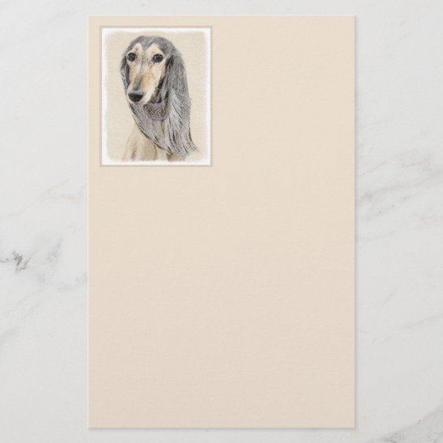 Salluki-målning (Fawn) - Cute Original Hund Art Brevpapper (Framsida)
