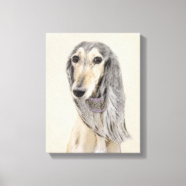 Salluki-målning (Fawn) - Cute Original Hund Art Canvastryck (Framsida)