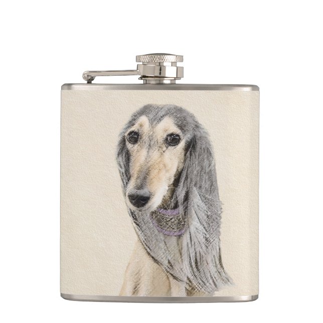 Salluki-målning (Fawn) - Cute Original Hund Art Fickplunta (Framsidan)