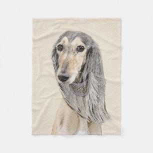 Salluki-målning (Fawn) - Cute Original Hund Art Fleecefilt