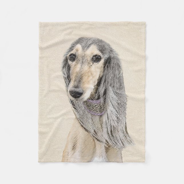 Salluki-målning (Fawn) - Cute Original Hund Art Fleecefilt (Framsidan)