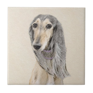 Salluki-målning (Fawn) - Cute Original Hund Art Kakelplatta