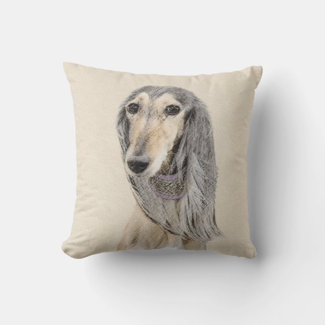 Salluki-målning (Fawn) - Cute Original Hund Art Kudde (Framsida)