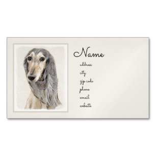 Salluki-målning (Fawn) - Cute Original Hund Art Magnetiska Visitkort