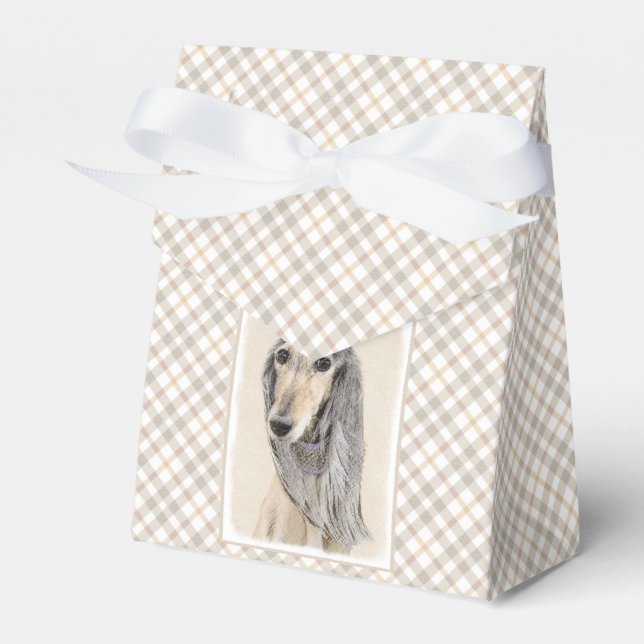 Salluki-målning (Fawn) - Cute Original Hund Art Presentaskar (Framsidan Sidan)