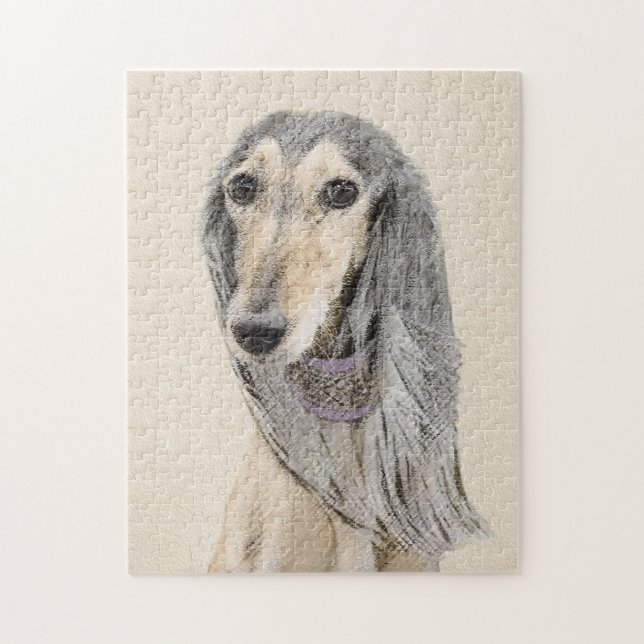 Salluki-målning (Fawn) - Cute Original Hund Art Pussel (Vertikal)