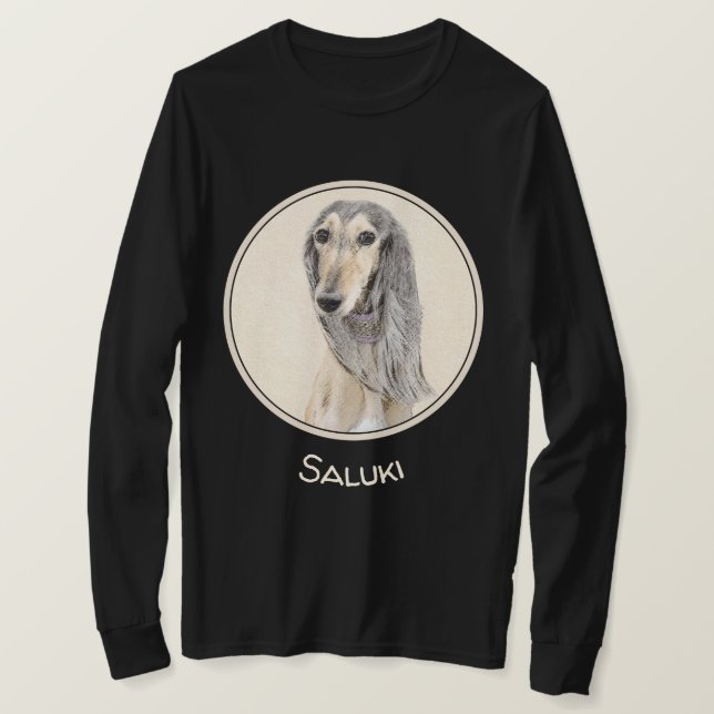 Salluki-målning (Fawn) - Cute Original Hund Art T Shirt (Design framsida)