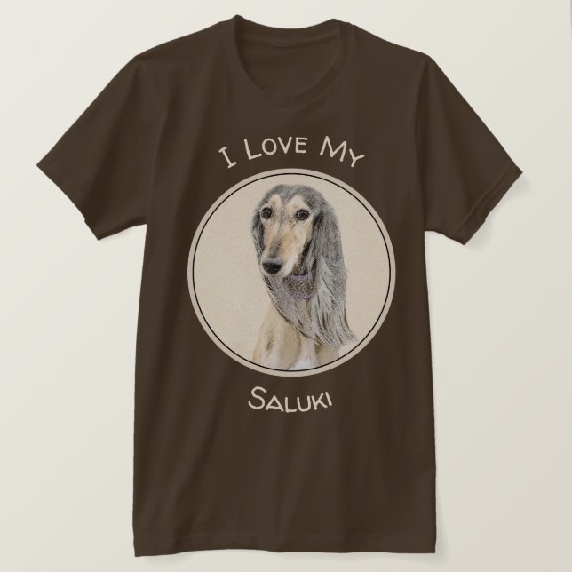 Salluki-målning (Fawn) - Cute Original Hund Art T Shirt (Design framsida)