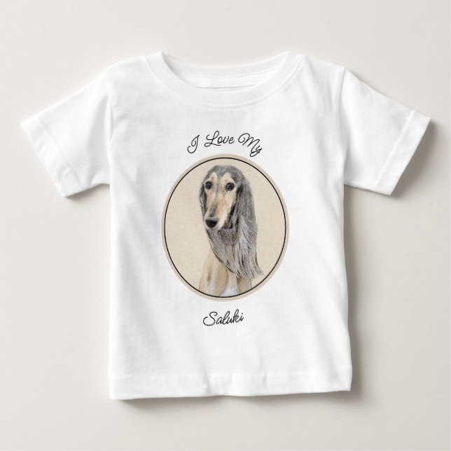 Salluki-målning (Fawn) - Cute Original Hund Art T Shirt (Framsida)
