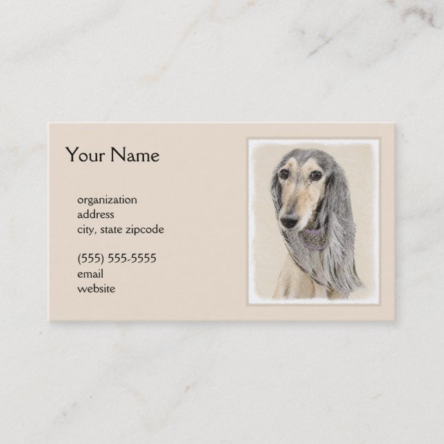 Salluki-målning (Fawn) - Cute Original Hund Art Visitkort (Framsida)