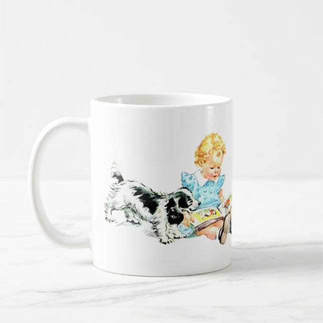 Sally and Spot 1950s Illustration Kaffemugg (Vänster)